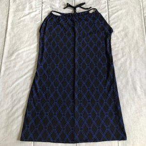 Black and Blue Geometric Colada Jersey Halter Mini Dress Small